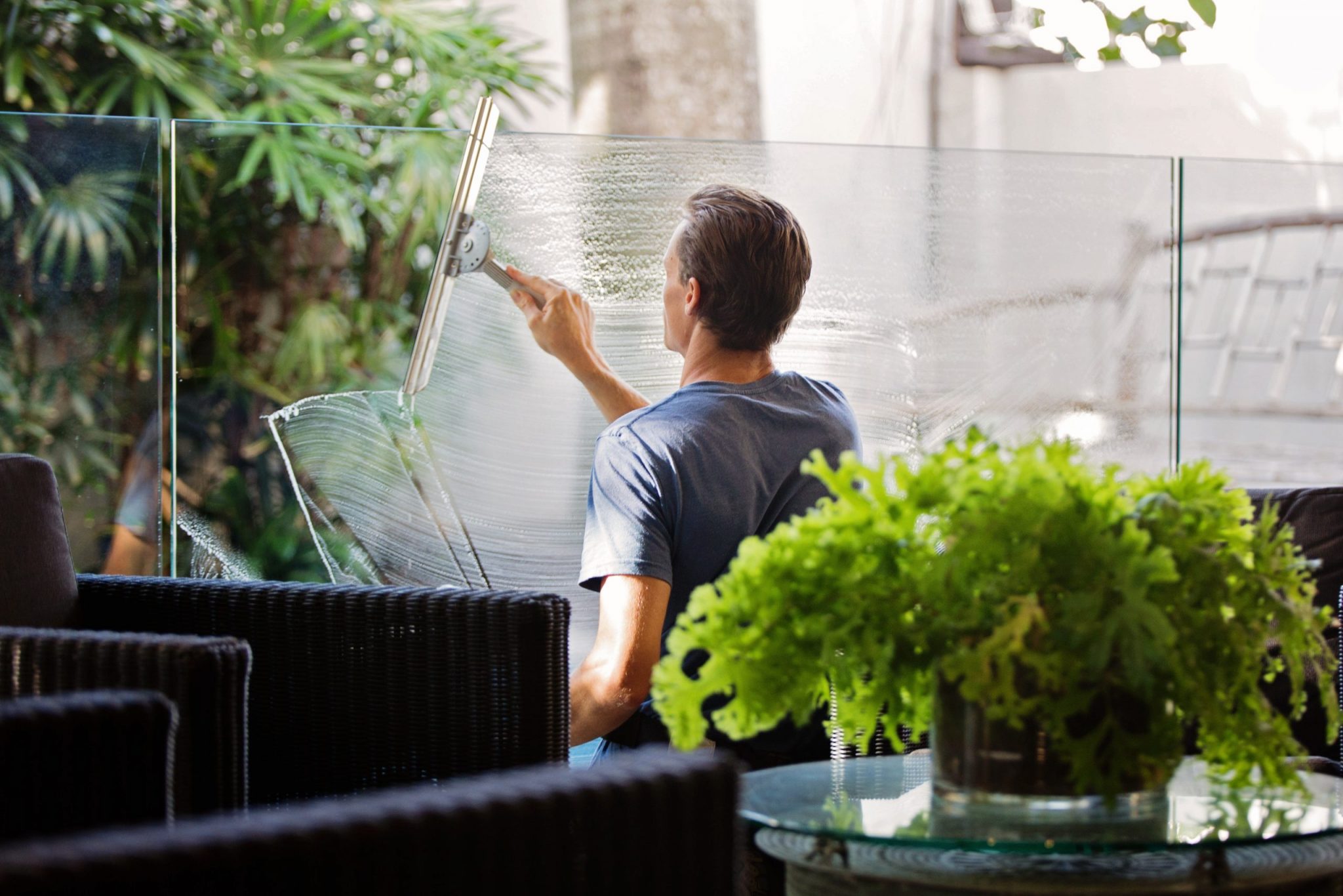 Window Cleaning in office